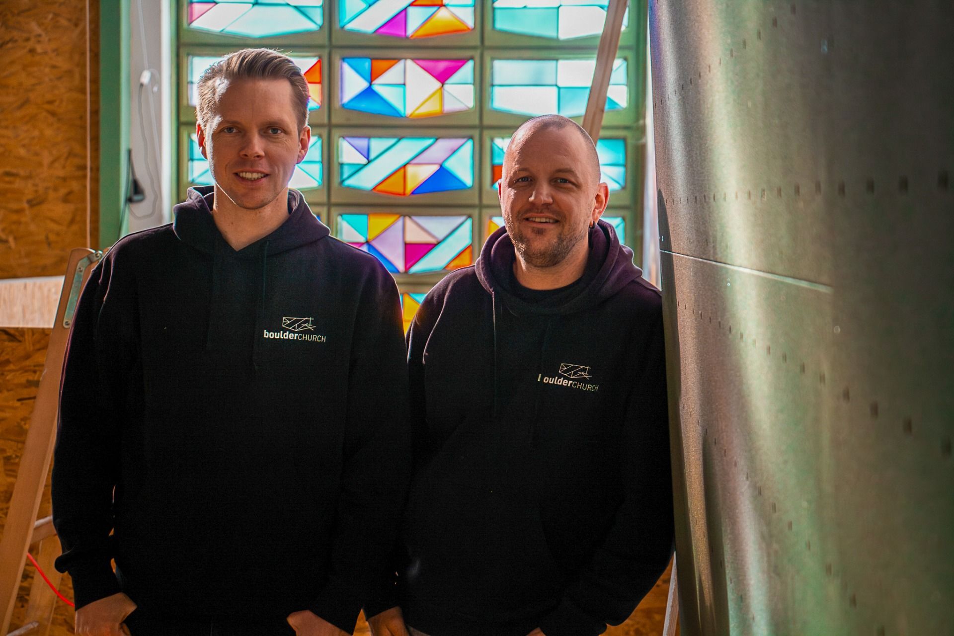Die beiden Bauherren und Pächter der „Boulderchurch“: Marc Ihl und Marco Köhler (rechts).